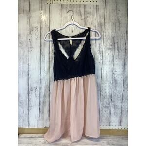 Simply Cacique Black Lace & Pink Chiffon Chemise Babydoll Lingerie Size 18/20